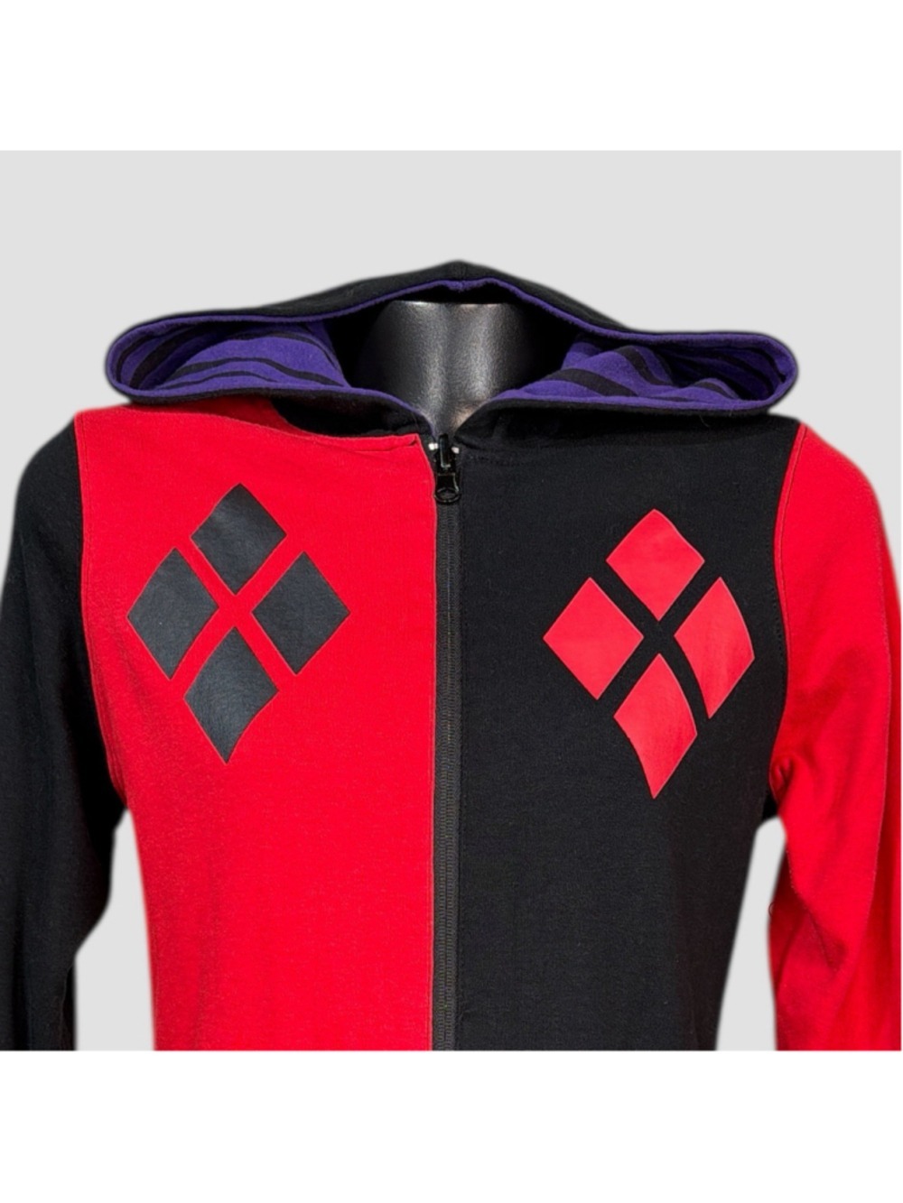 DC Comics Batman Harley Quinn Joker Cosplay Zip Reversible Hoodie Large Unisex - Picture 7 of 12